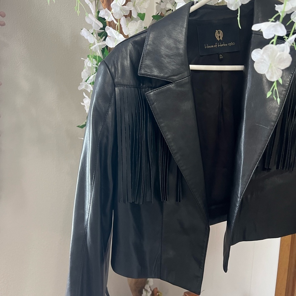 Black Fringe Leather Jacket 🖤 - Picture 3 of 10
